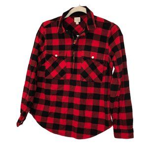 j. crew red black buffalo check Lumberjill flannel cotton pop over tunic…